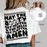 Sandjest Funny T-Shirt the Belly Get Flatter Amen Black Version Gift for Girl Women Friend